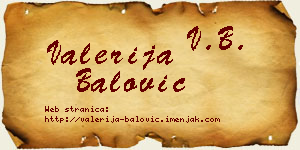 Valerija Balović vizit kartica